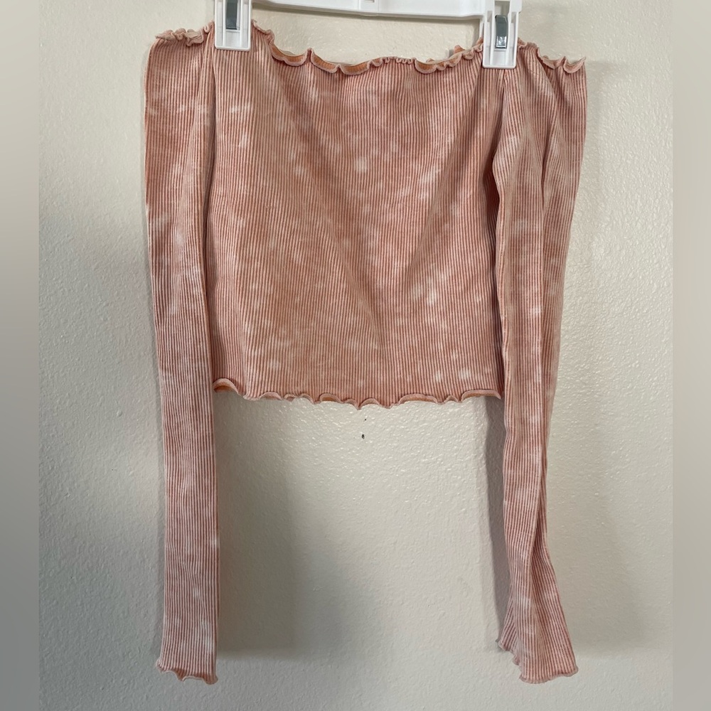 Aeropostale Ribbed Tye Die Long Sleeved Crop Shirt